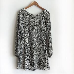 🆕 Line and Dot Holly Dress size medium leopard print NWT long sleeve open back